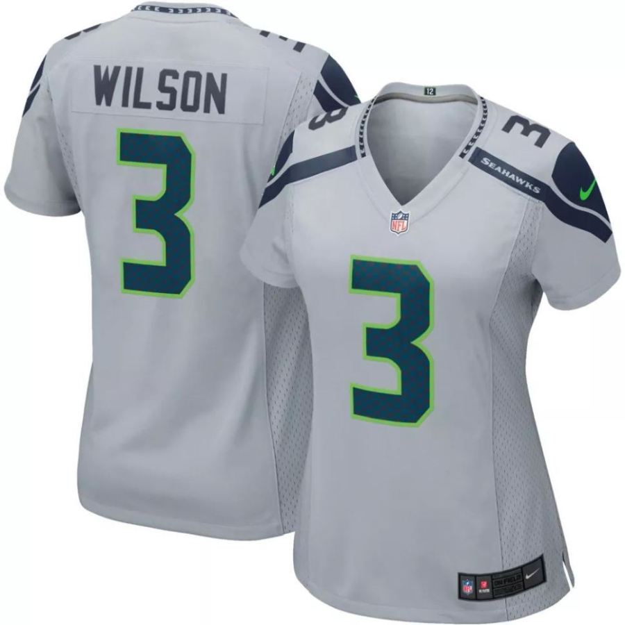 Nike Women's Seattle Seahawks Russell Wilson #3 Grey Game Jersey