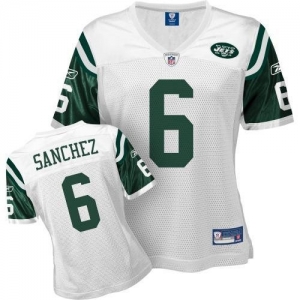 Reebok New York Jets Mark Sanchez Women's Replica White Jersey