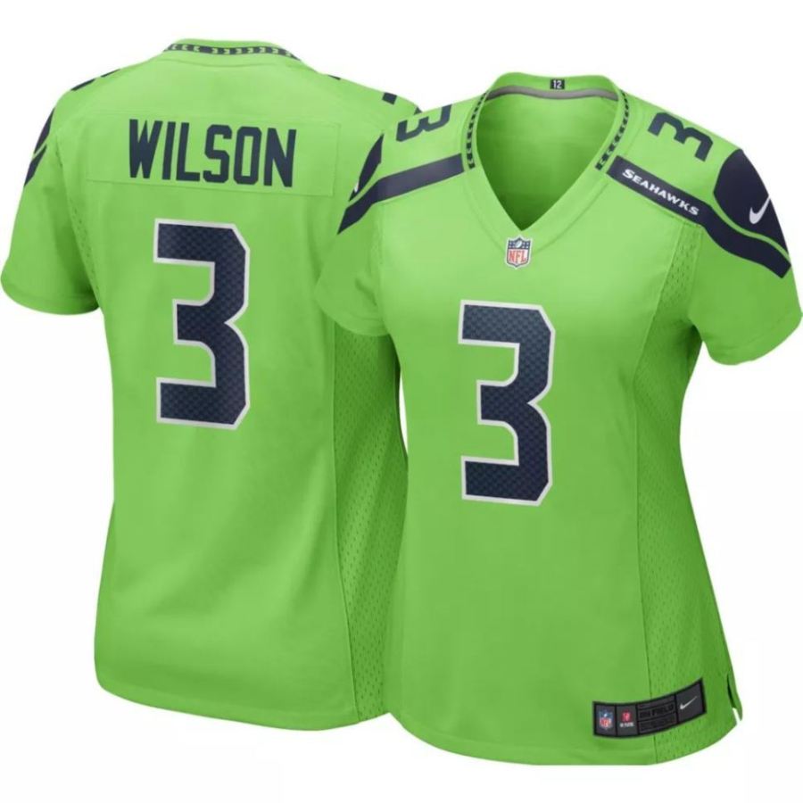 Nike Women's Seattle Seahawks Russell Wilson #3 Turbo Green Game