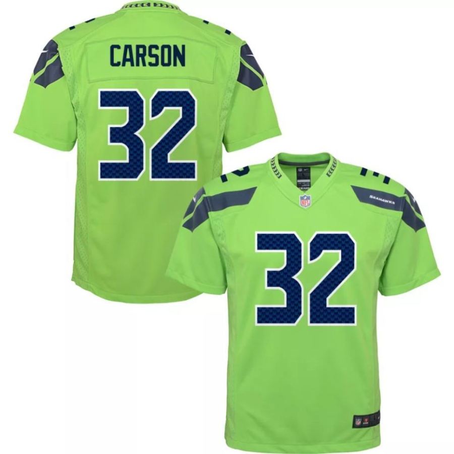 Nike Youth Seattle Seahawks Chris Carson #32 Turbo Green Game Je