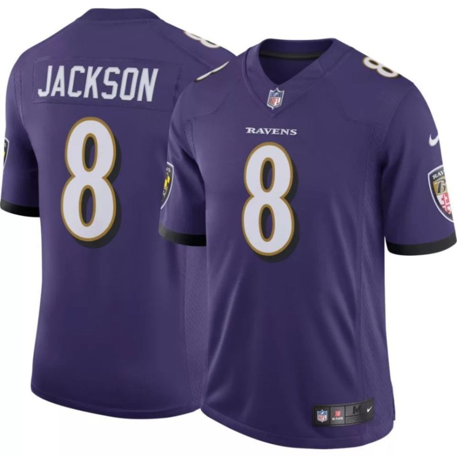 Nike Men's Baltimore Ravens Lamar Jackson #8 Purple Limited Jers