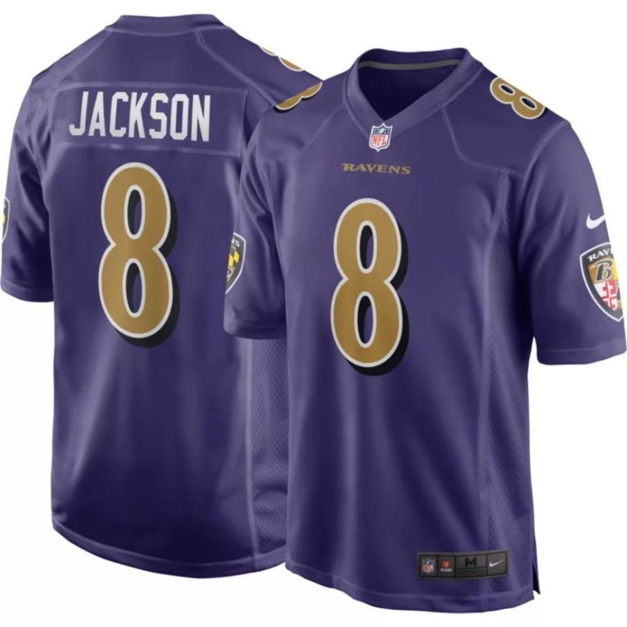 Nike Men's Baltimore Ravens Lamar Jackson #8 Purple Game Jersey