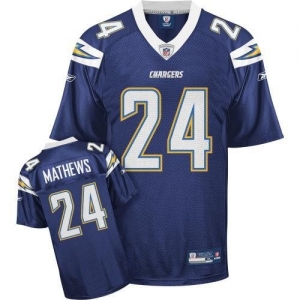 Reebok NFL Equipment San Diego Chargers #24 Ryan Mathews Navy Bl