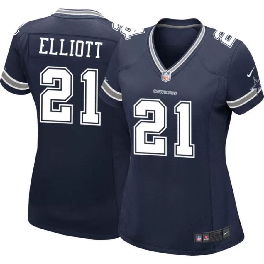 Nike Women's Dallas Cowboys Ezekiel Elliott #21 Navy Game Jersey