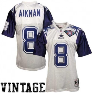 Mitchell & Ness Dallas Cowboys #8 Troy Aikman White Throwback Fo