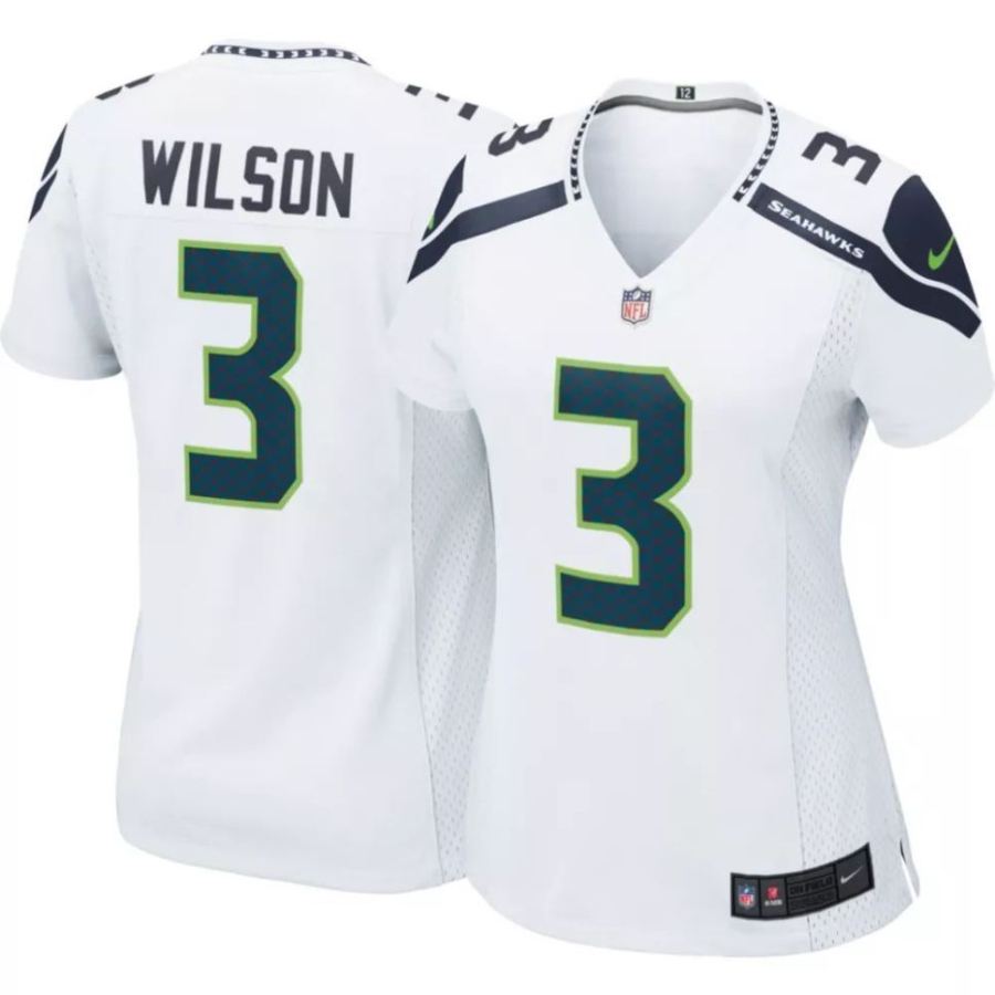 Nike Women's Seattle Seahawks Russell Wilson #3 White Game Jerse