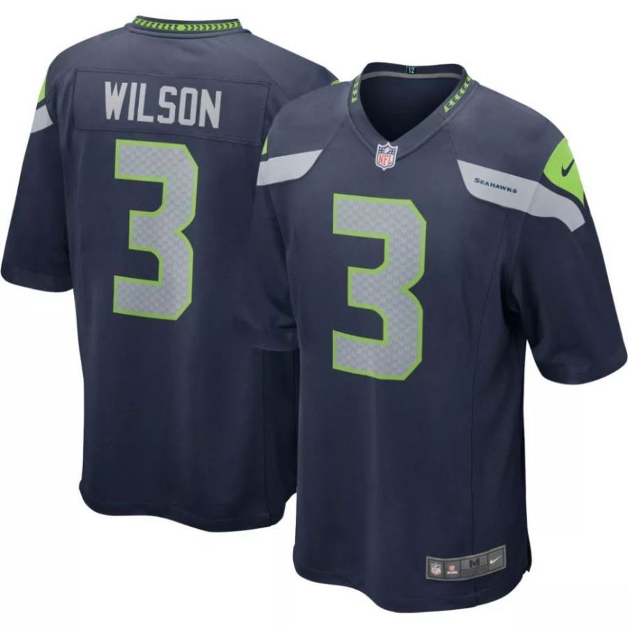 Nike Boys' Seattle Seahawks Russell Wilson #3 Navy Game Jersey