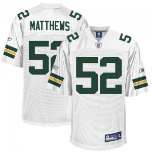 Reebok Clay Matthews Green Bay Packers #52 Replica Jersey - Whit