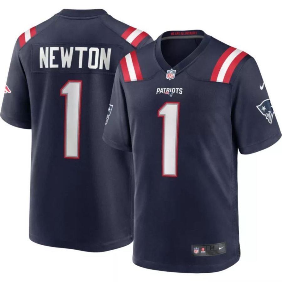 Nike Men's New England Patriots Cam Newton #1 Navy Game Jersey