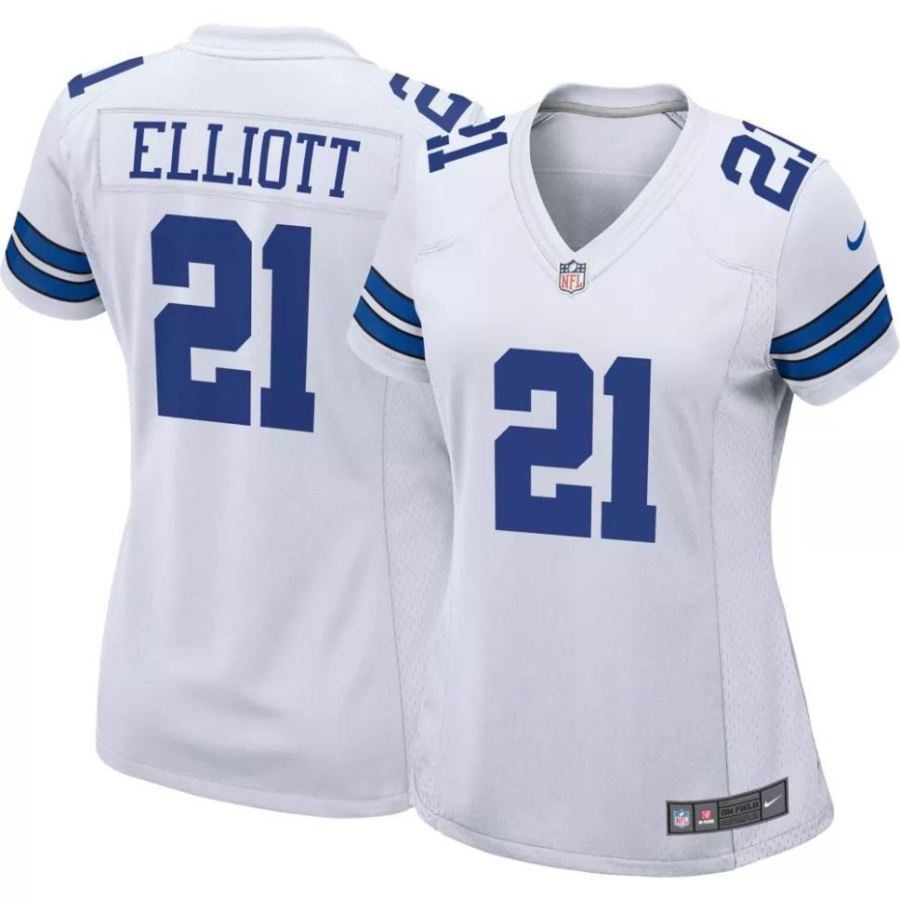 Nike Women's Dallas Cowboys Ezekiel Elliott #21 White Game Jerse