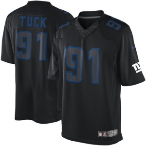 Nike Justin Tuck New York Giants Impact Twill Jersey - Black