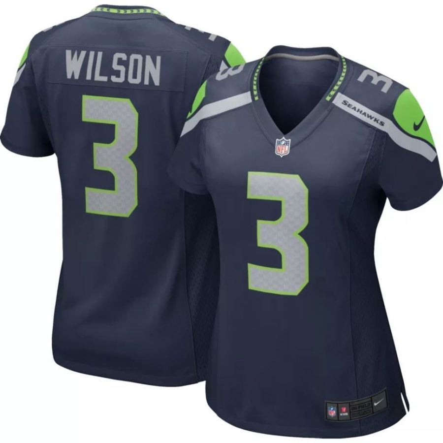 Nike Women's Seattle Seahawks Russell Wilson #3 Navy Game Jersey