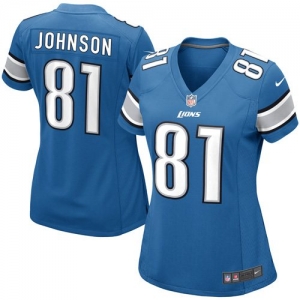 Nike Calvin Johnson Detroit Lions Women's Game Jersey - Light Bl