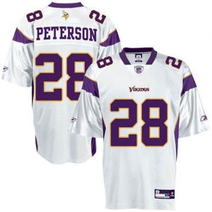 Reebok Minnesota Vikings #28 Adrian Peterson White Replica Footb